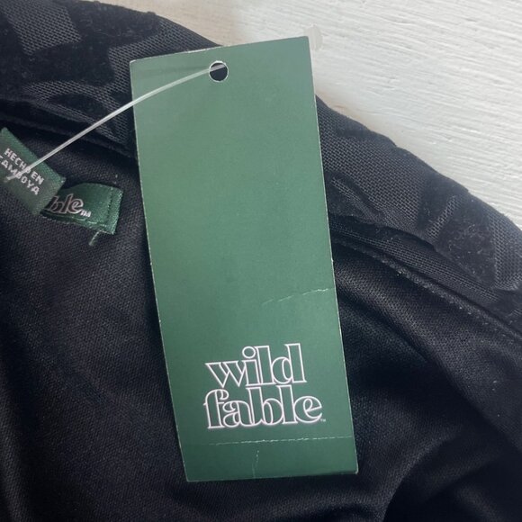 Wild Fable Floral Flocked Mini Dress Womens Large Black New - Picture 7 of 10